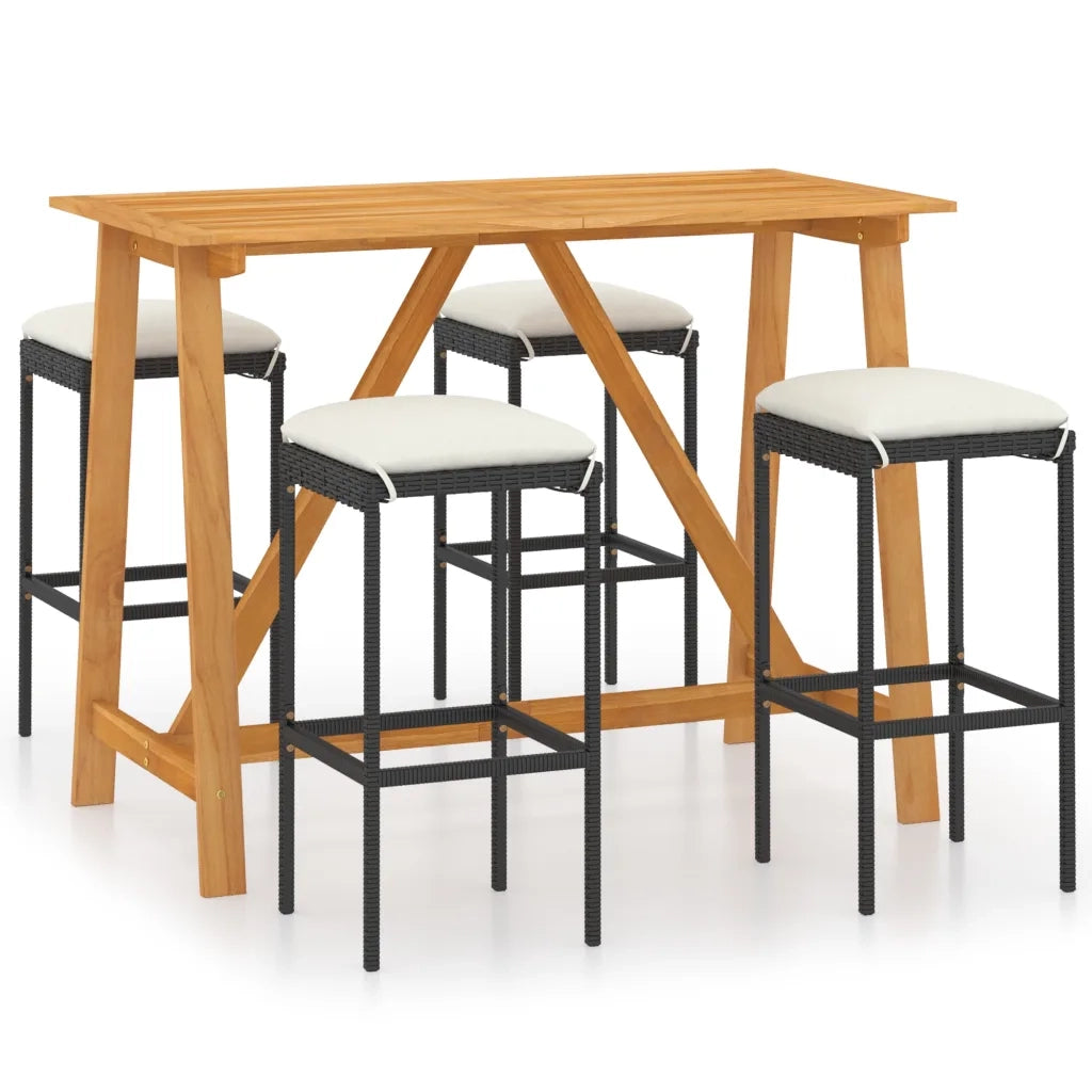 Set da Bar da Giardino 5 pz | Set Salotto da Giardino con Cuscini Grigio