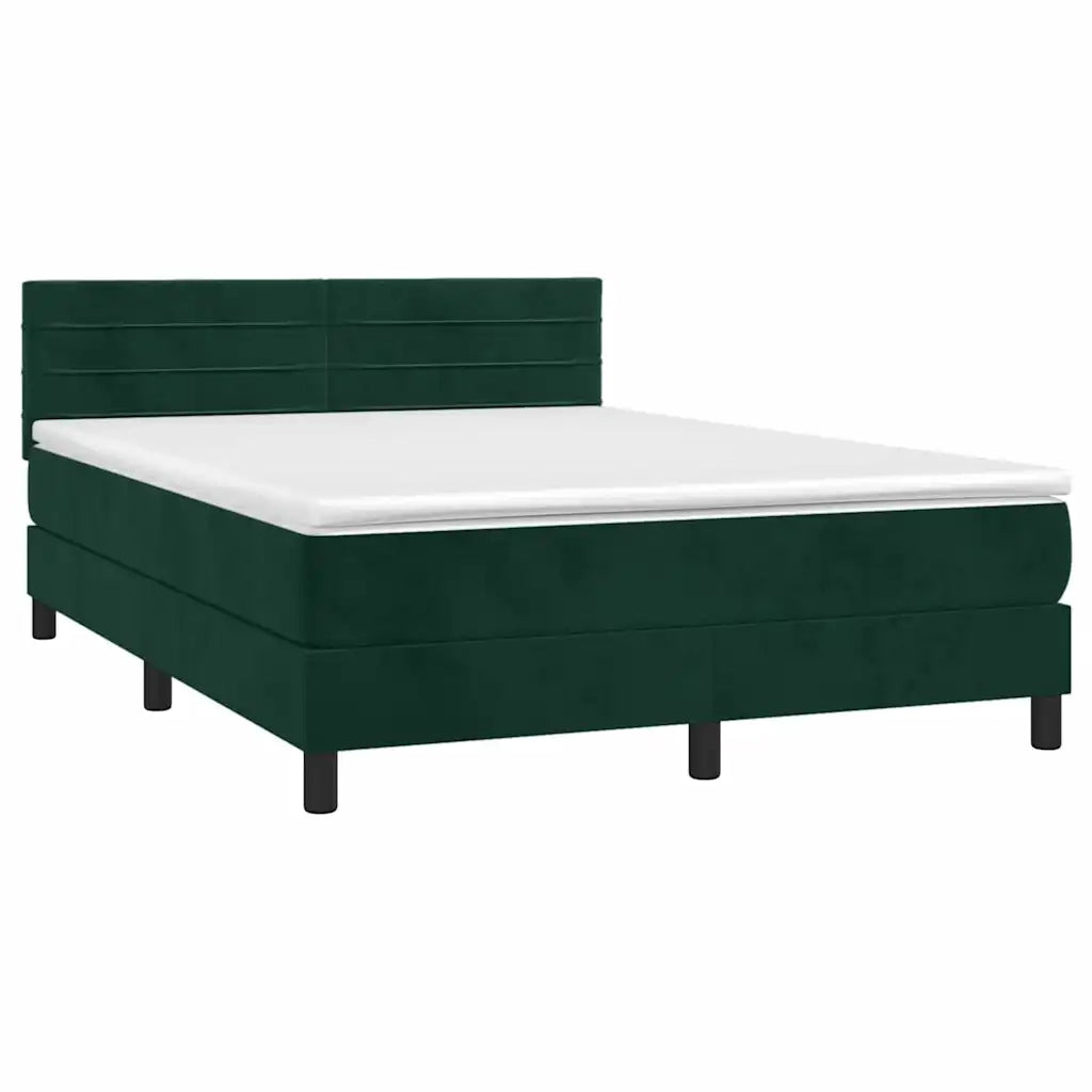 Giroletto a Molle con Materasso Verde Scuro 140x200 cm Vellutocod mxl 123620