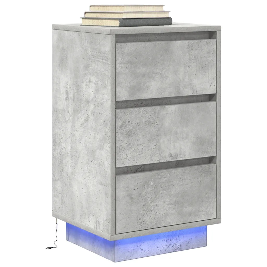 Comodino con Luci LED Grigio Cemento 38x34x65 cm 861304