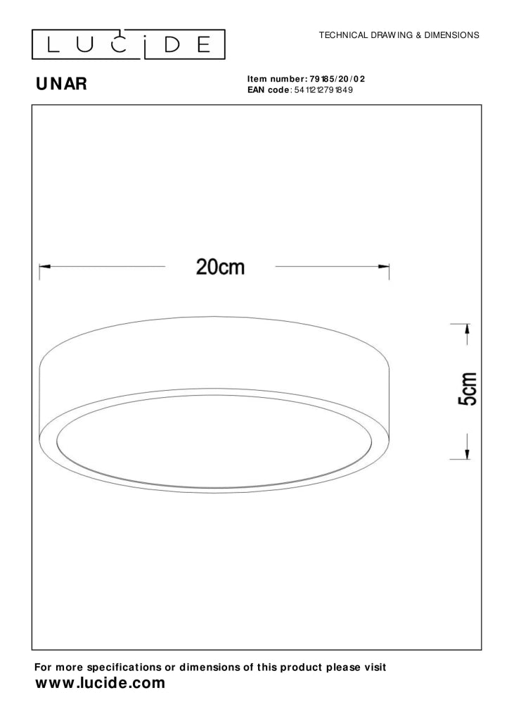 Plafoniera LED 20 cm 12W oro rotonda dimmerabile UNAR Lucide