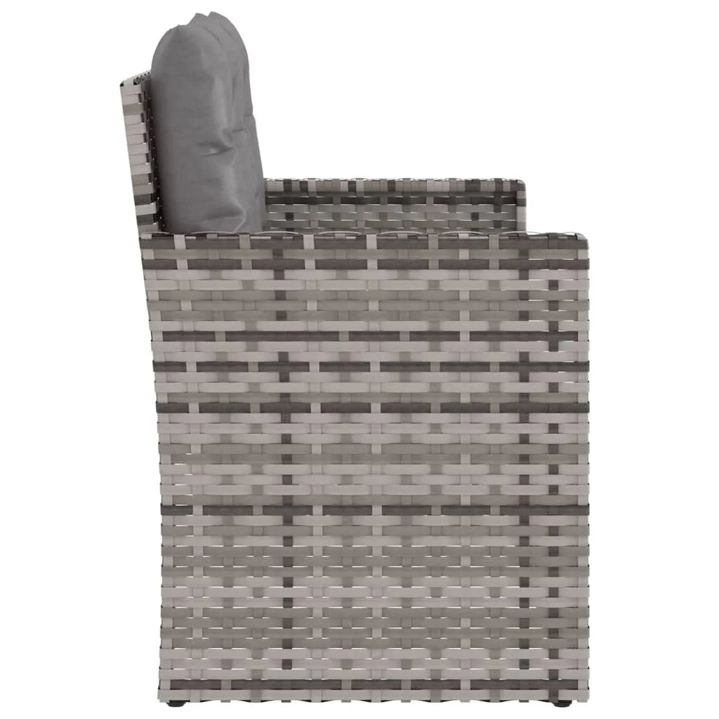 Panca da giardino mobili da esterno per patio mobili da terrazza con cuscini grigi 105 x 56 x 75 cm resina intrecciata 02_0011631
