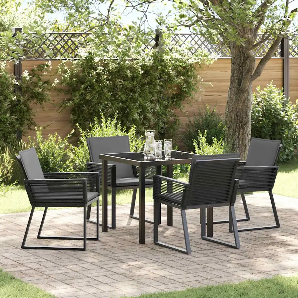 Set da Pranzo per Giardino 5 pcs Nero 3379318