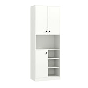 Mobile cucina dispensa con 2 armadietti e 3 ante-Credenza alta per cucina con 4 ripiani aperti Bianco