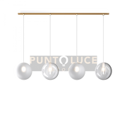SOSPENSIONE CROMO 4 LUCI RETTANGOLARE VETRI BIANCO FOG 1184CR-S4 R-BF