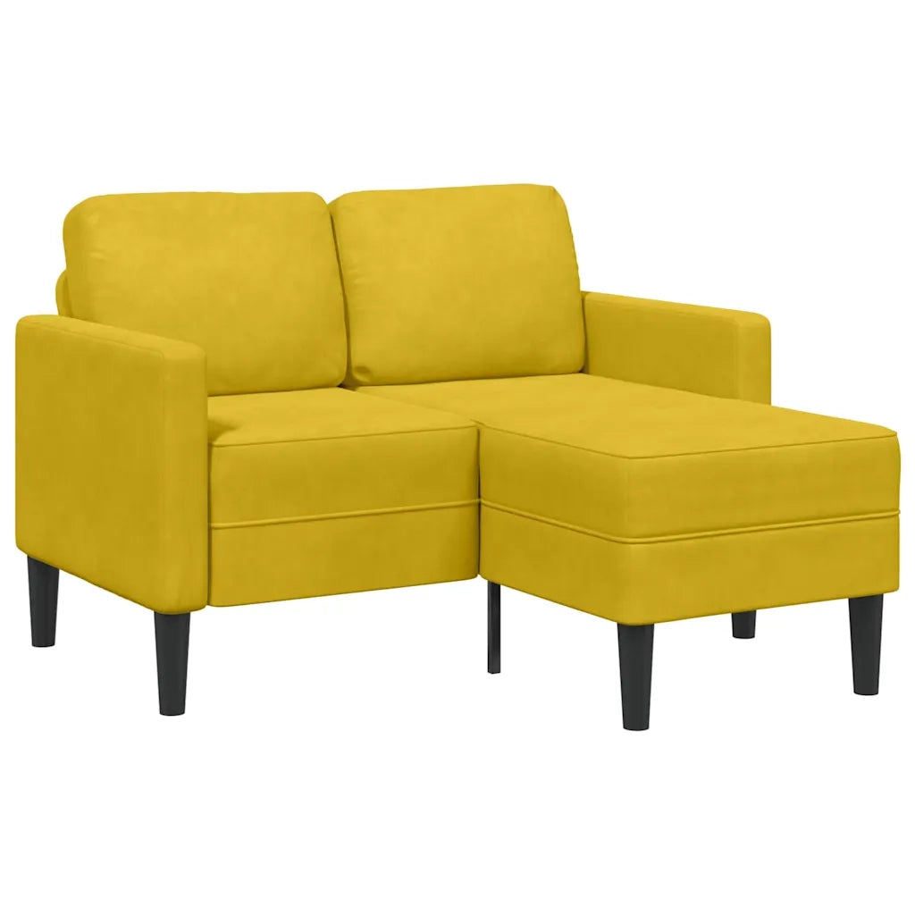 Divano | Divano da soggiorno | Sofa 2 Posti con Chaise longue a L Giallo 125 cm Velluto