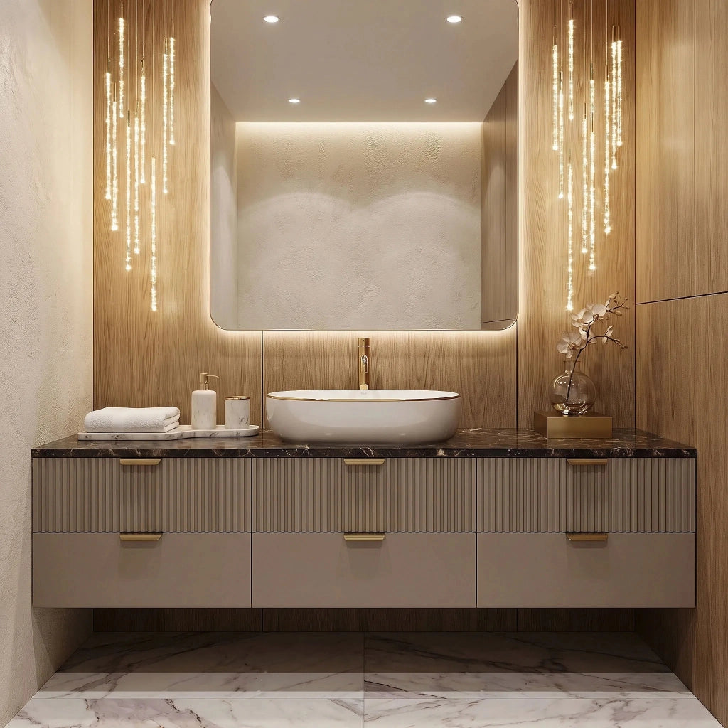 Lavabo Da Appoggio In Ceramica Rea Cleo White Gold Edge