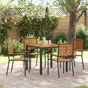 Set da Pranzo da Giardino 5 Pezzi  in Poly Rattan Nero Acacia