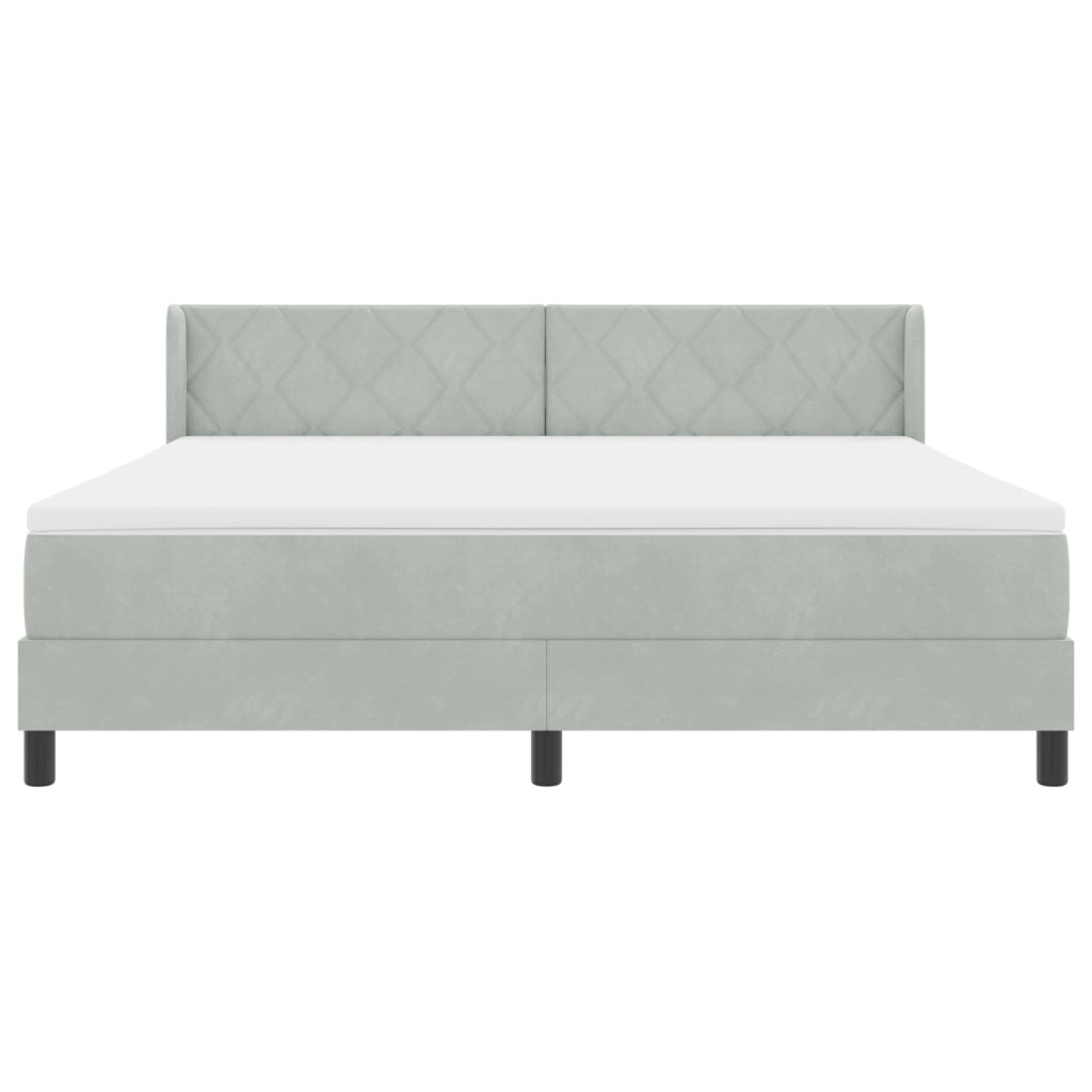 Letto con Box Spring e Materasso Grigio Chiaro 180x200 cm in Velluto