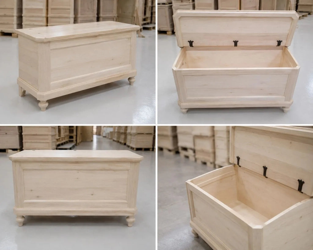 Cassapanca in legno grezza l.120 p.45 h.59 (956) - Mobili 2G