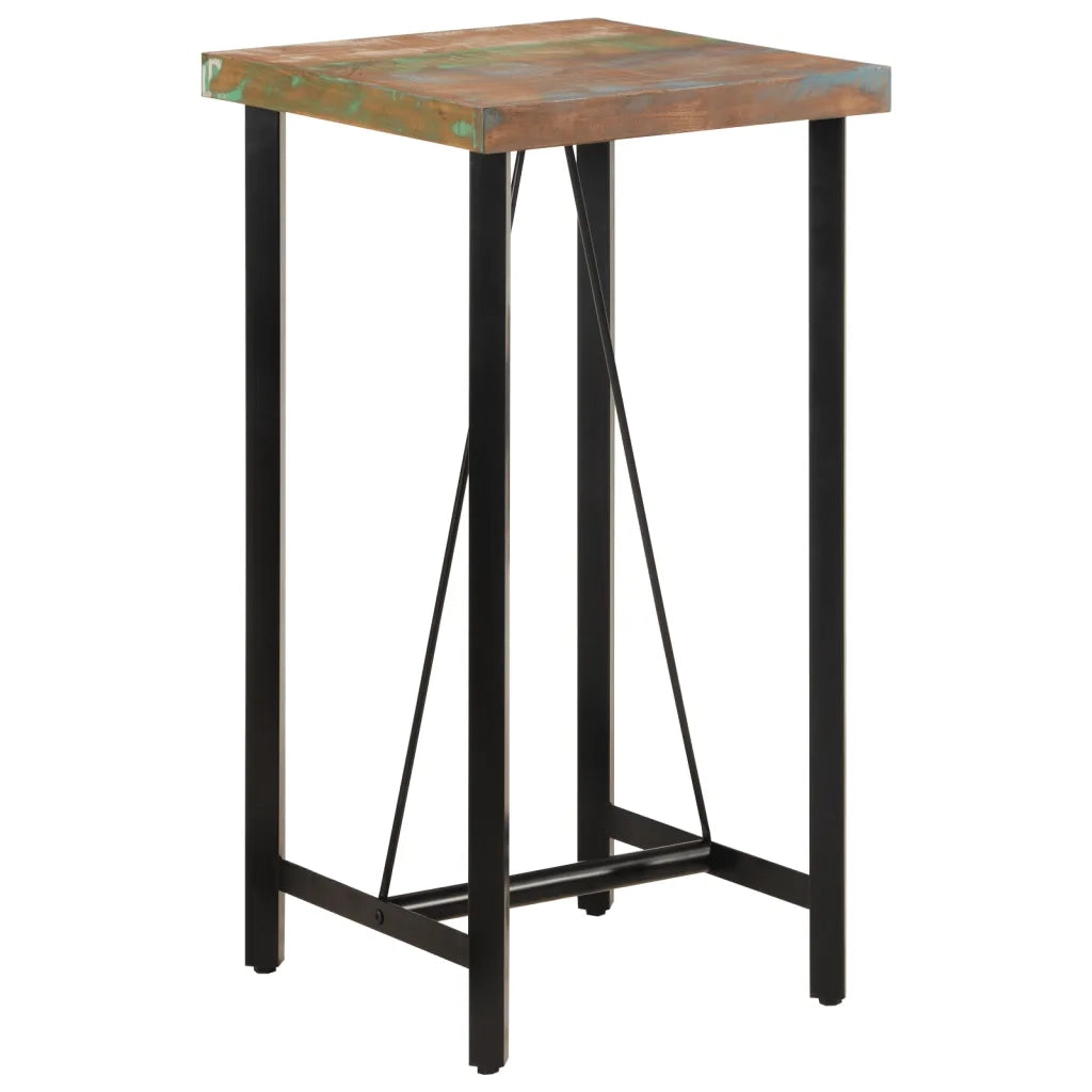 Tavolino da Bar 55x55x107 cm Legno Massello di Recupero e Ferrocod mxl 107406