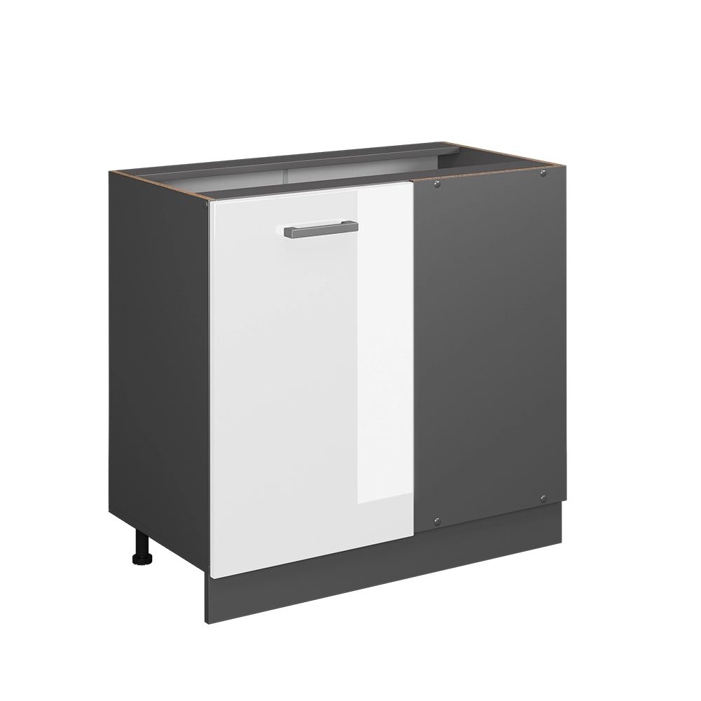 Mobile ad angolo cucina R-Line Bianco lucido/Antracite 86 cm senza piano di lavoro Vicco