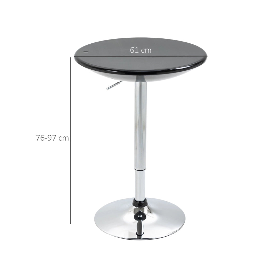 Tavolino da Bar Ø61x76-97 cm in Acciaio e ABS Nero
