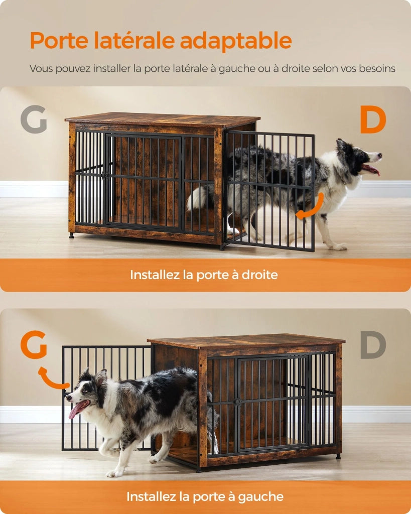 Mobili per trasportino per cani tavolino laterale cuccia moderna per cani fino a 32 kg robusta cuccia per cani con fondo solido cuccia per cani a doppia porta 12_0005317
