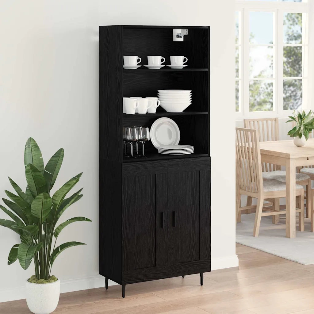 Credenza | Madia | Buffet da pranzo | Armadio da pranzo Rovere Nero 69,5 x 34 x 180 cm