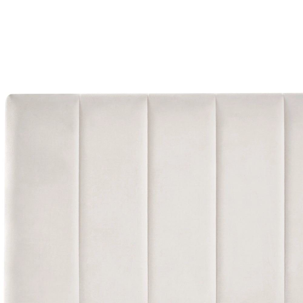 Letto matrimoniale 180 x 200 cm Bianco Sporco Rivestimento in velluto 4ft con cassetti Testiera Base a doghe Moderno