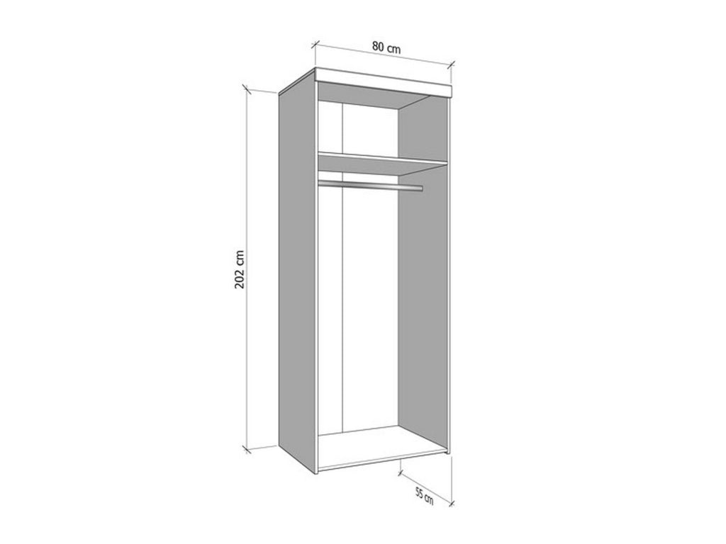 Armadio Camera da Letto Egna, Guardaroba 2 Ante Appendiabiti, 80x202h cm Bianco Larice