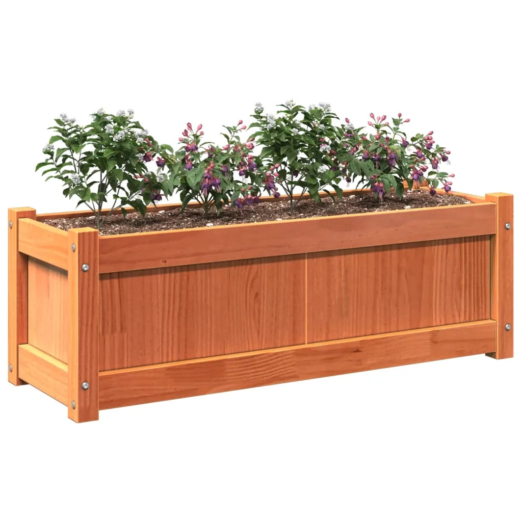 Fioriere da Giardino 2pz Marrone Cera Legno Massello di Pino 837454