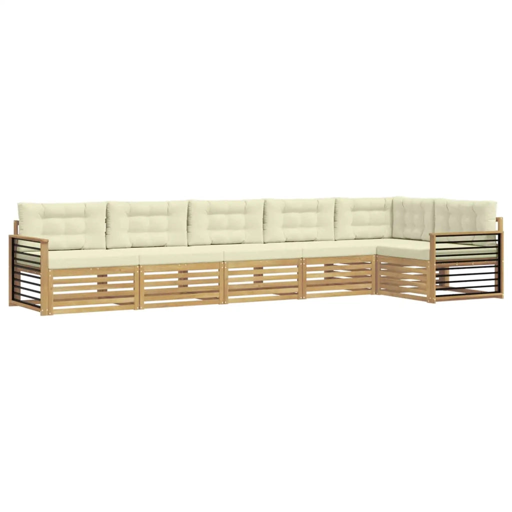 Set di divani da esterno 6 pz Bianco e Crema Poliestere 3390575