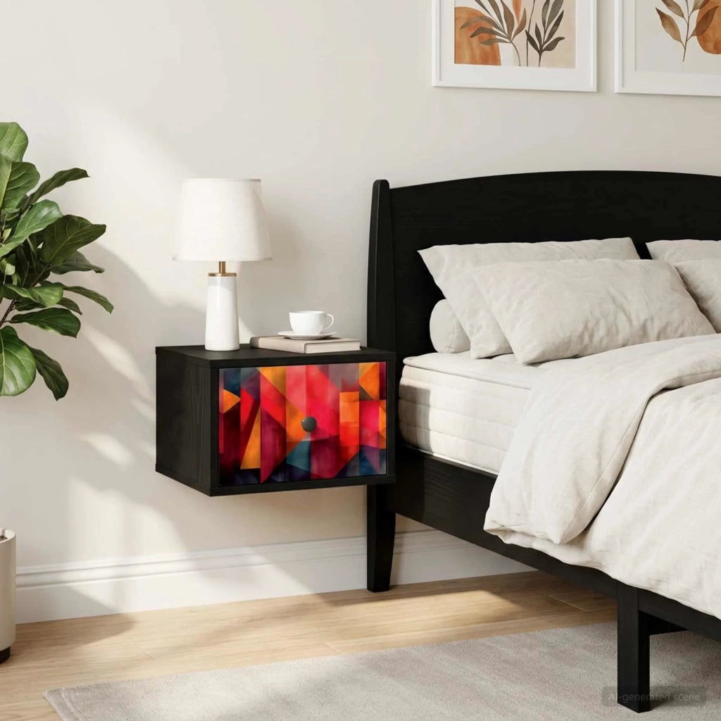 Mobiletto da comodino a parete HEESCH Rovere Nero 8007467
