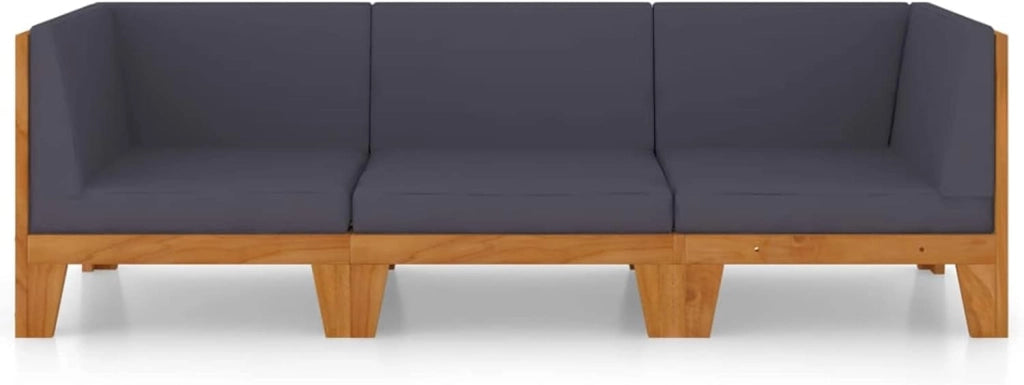Set di mobili da giardino e cuscini, set da giardino, mobili da giardino, mobili da giardino, set da giardino, divano da giardino, terrazza, 3 pezzi in legno massello di acacia
