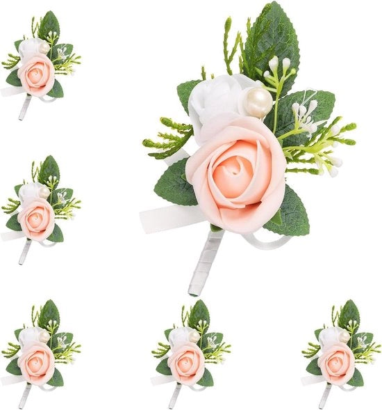 Set di fiori artificiali rossi per uomini - 6 pezzi - Spille per cravatta - Matrimonio, cerimonia, compleanno - Broches formali