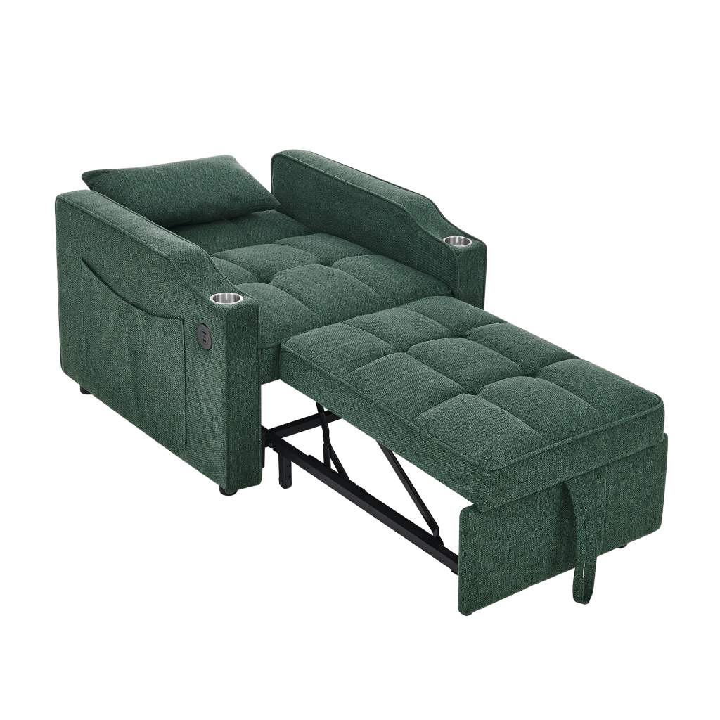 Divano Letto con USB ¨C MINIMAL ¨C Verde, Trasformabile