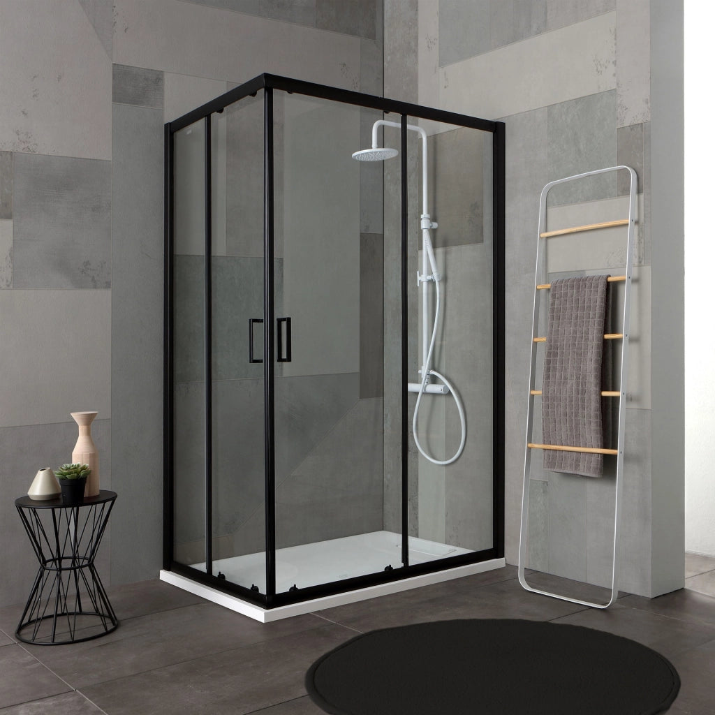 Box doccia 80x100 h190 profilo nero opaco