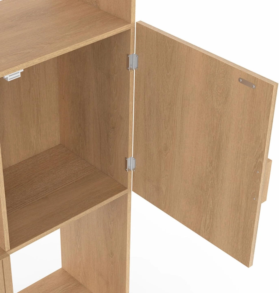 6 ripiani JULIETTE con doghe in legno color rovere e armadietto