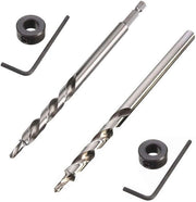 Drill bit a pozzo per fori a tasca 2 pezzi - diametro 9,5 mm - testa a 1/4 pollici e a forma rotonda - trapano a passo variabile con arresto di profondità e colla per sistema di foro a tasca manuale e per guide di foro per griglia