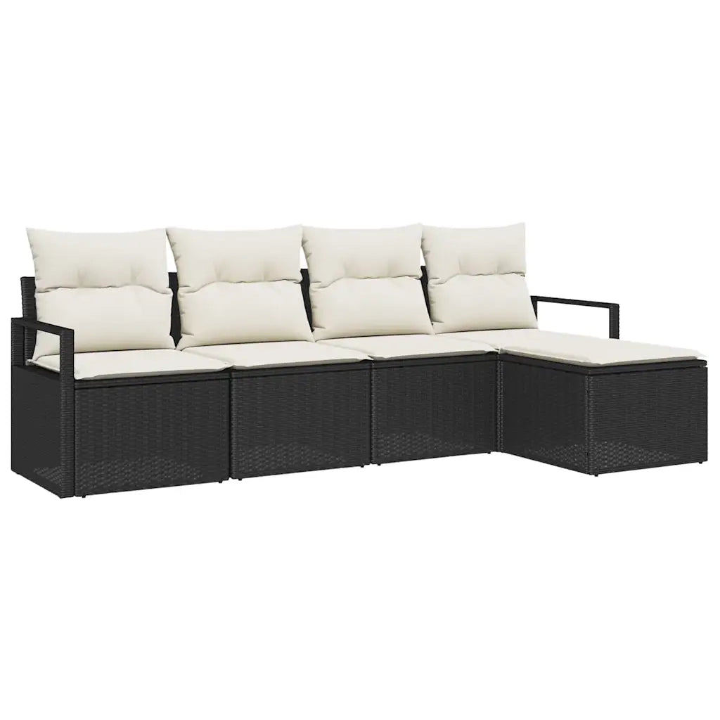 Set di divani 5 pcs Nero polyrattan