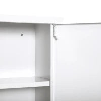 kleankin Armadietto Medicinali a 3 Livelli in Acciaio con 2 Chiavi e Montaggio a Parete, 40x18x60 cm, Bianco