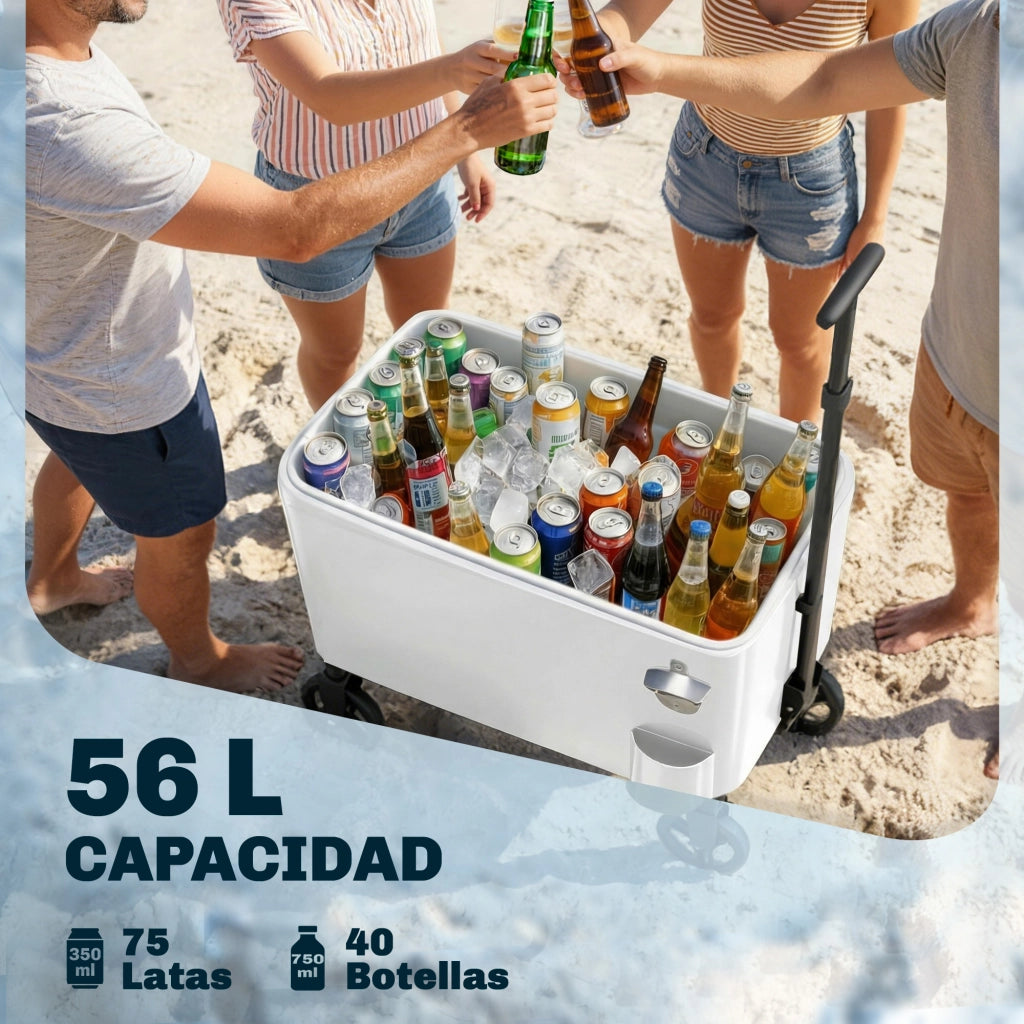 Carrello Frigorifero 56L con Ruote ¨C zephmum ¨C 75x35x120 cm Bianco