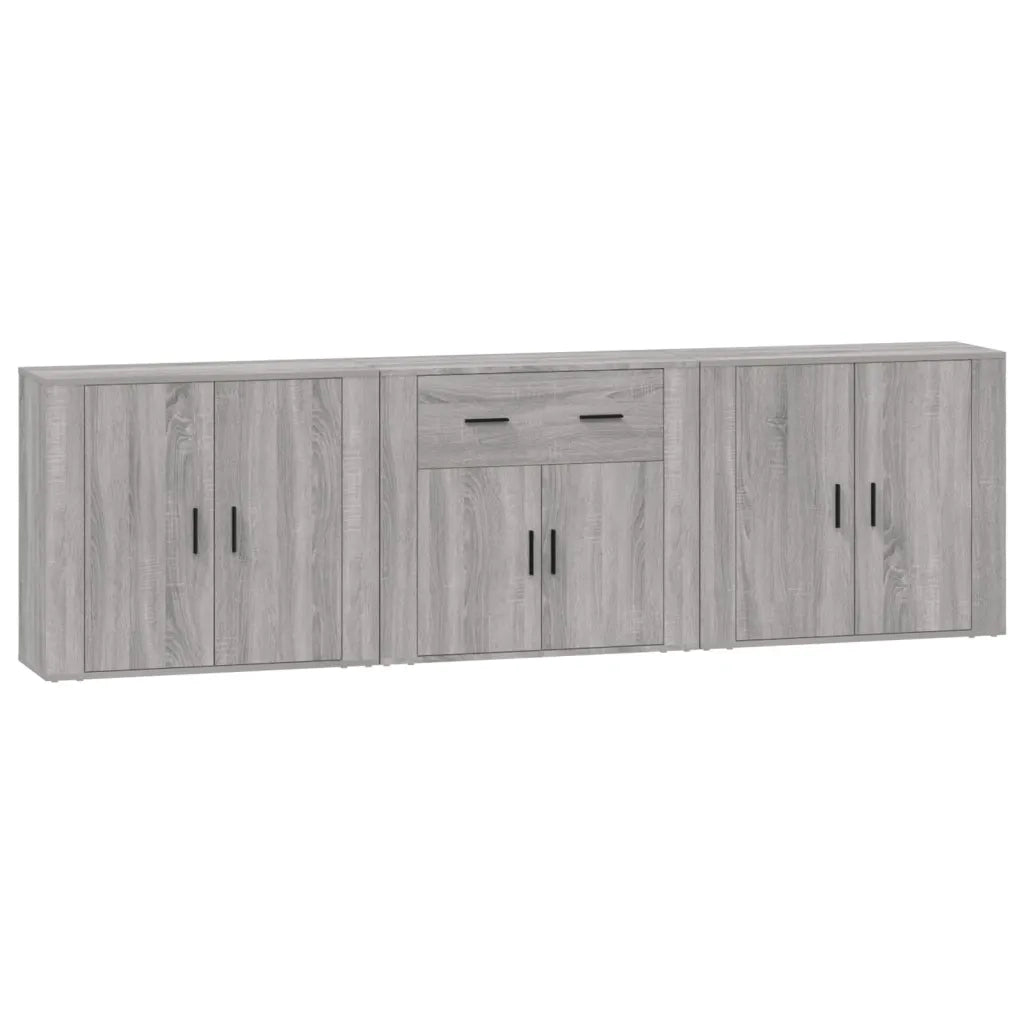 Credenze 3 pz | Madia | Buffet da pranzo | Armadio da pranzo Grigio Sonoma in Legno Multistrato