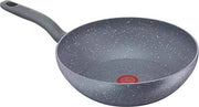 Wok in acciaio inossidabile 28 cm con superficie antiscivolo e maniglia antislip - trattata con antiaffissivo - idonea per tutti i fornelli - lavabile in lavastoviglie - colore grigio