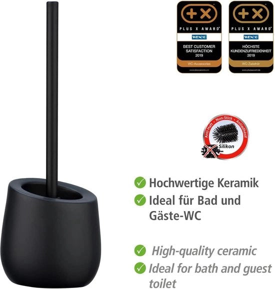 Set di spazzole per il water di ceramica di alta qualità con finitura opaca - inclusa testina di spazzola in silicone e effetto antiscotta per il water butler