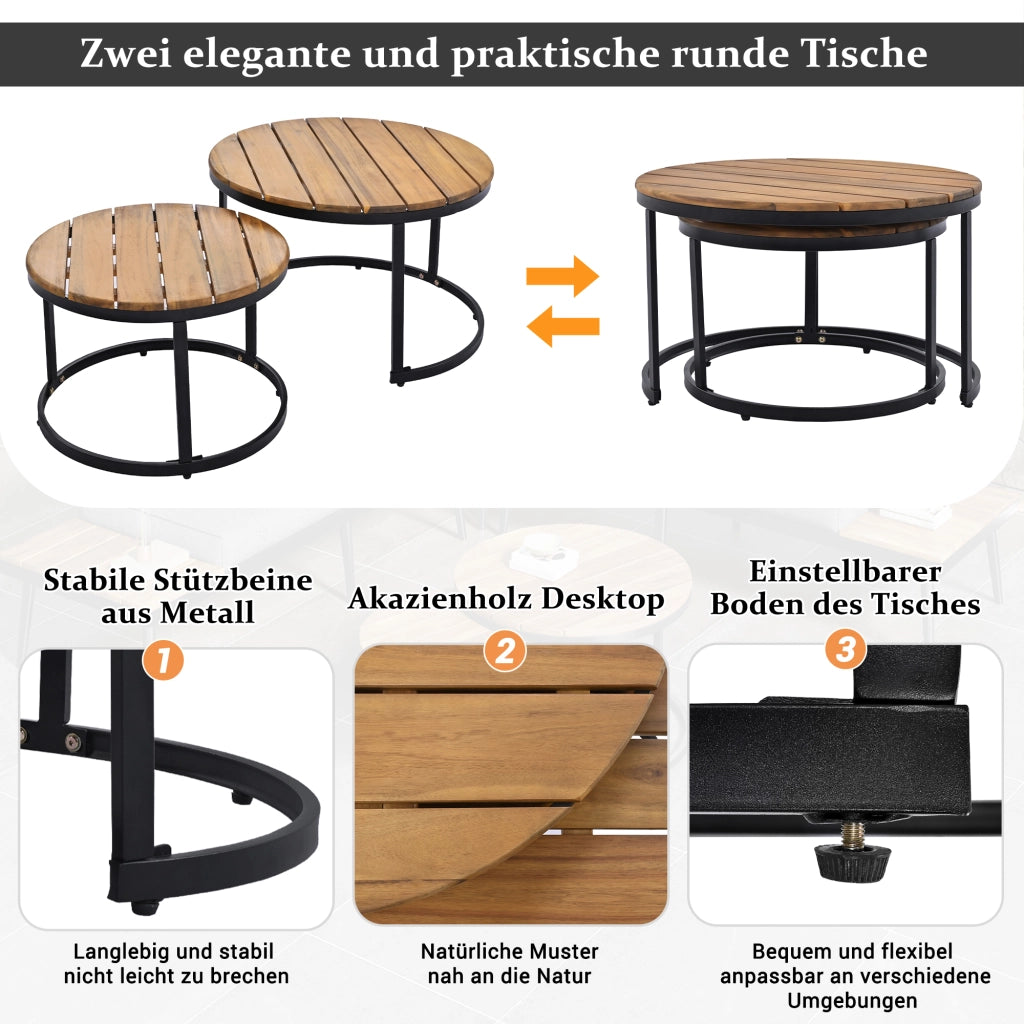 Set salotto + pranzo giardino 5-6 persone: 6 pezzi; 2 Divanooi 2 posti + 2 poltrone + 2 tavolini; ferro zincato; grigio anticato