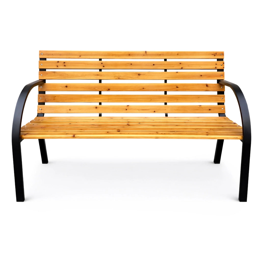 Panchina da giardino DALIA con legno laccato e gambe in acciaio larghezza 122 cm