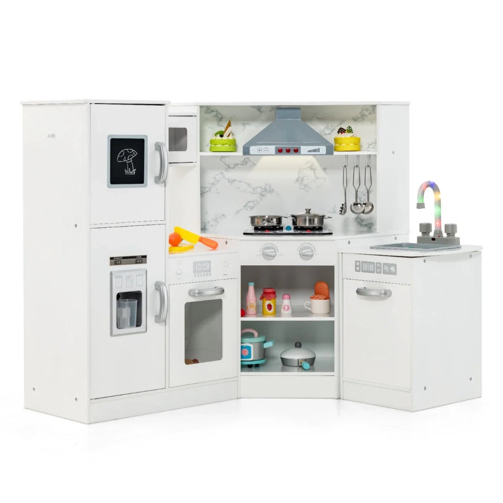 Cucina angolare per bambini 100 x 50 x 81 cm con giocattoli sonori e luminosi atmosfera giocosa MDF bianco 20_0019295