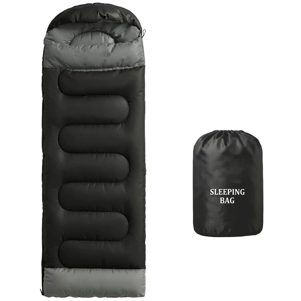 Sacco a Pelo Singolo per Adulti 75x215 cm Leggero e Compatto Temperatura 0-25°C in Poliestere e Cotone Nero
