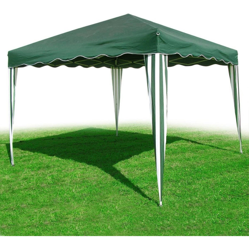 Trade Shop - Gazebo 3x3 Mt Pieghevole Richiudibile Tendone Giardino Colore Verde Impermeabile -
