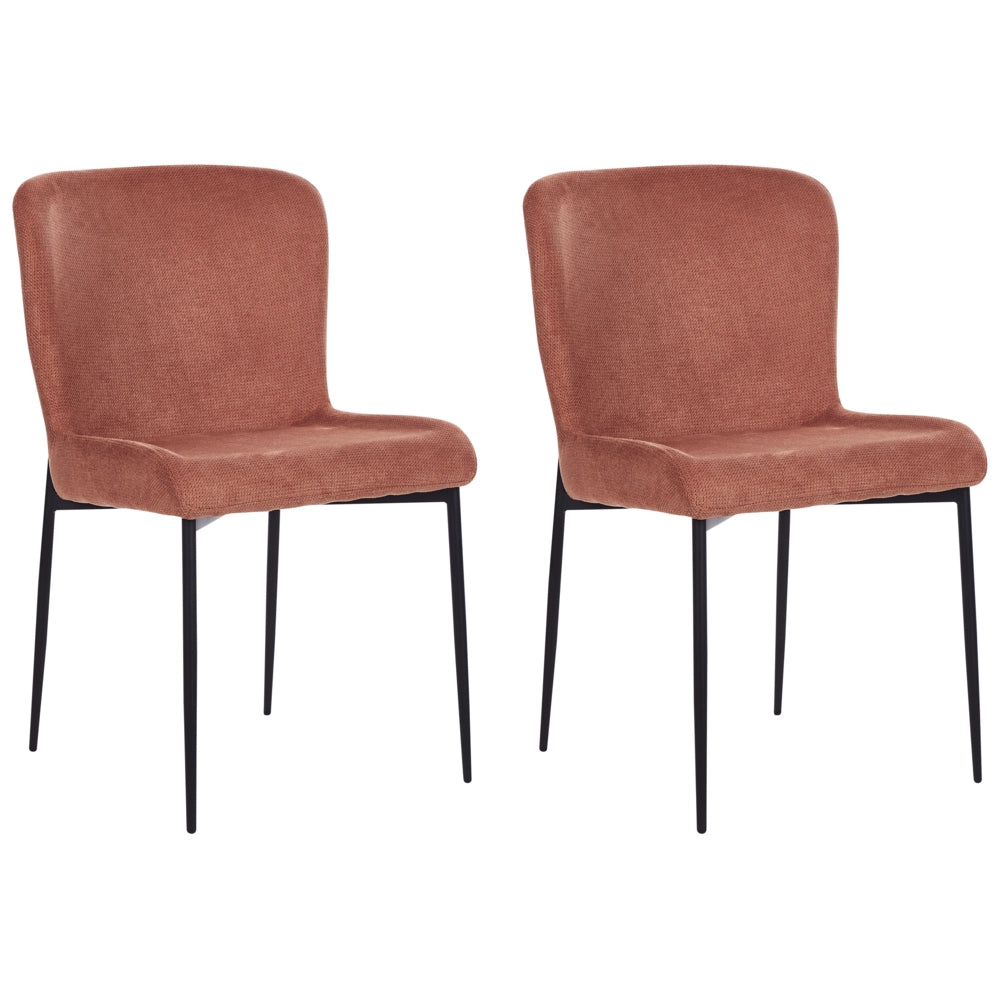 Set di 2 sedie da pranzo in tessuto poliestere con texture a maglia marrone soggiorno e camera da letto