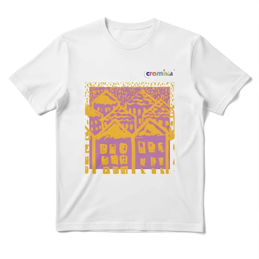 T-shirt cromika arte e colore in cotone naturale *** misura medium - m, modello smiling houses, confezione 1