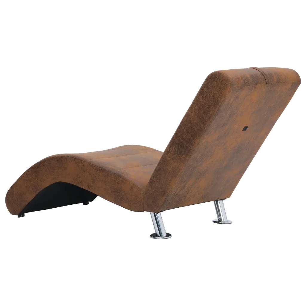 Sdraio con Cuscino Marrone in Pelle Sintetica Scamosciata CFW6905310