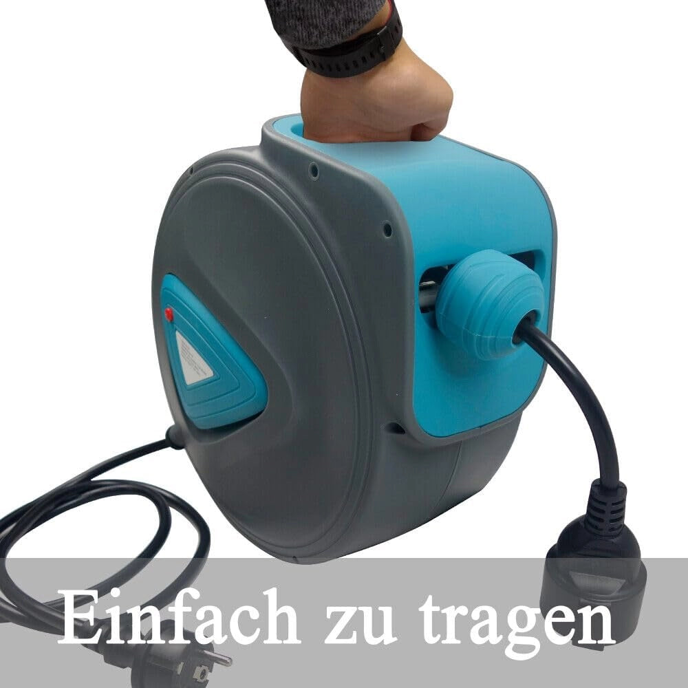 Avvolgicavo automatico per esterni, con cavo di prolunga da 20 m, avvolgicavo con rotazione a 180°, montaggio a parete