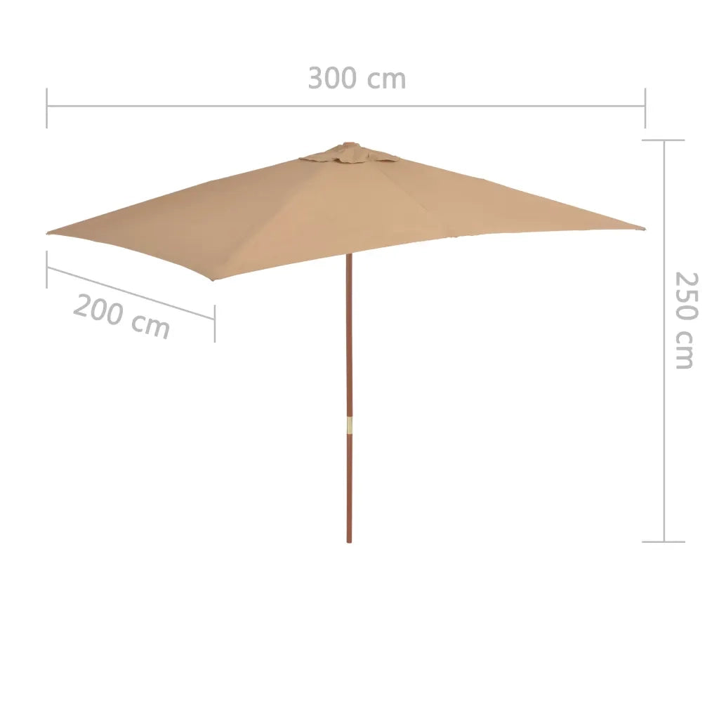 Ombrellone da Esterni con Palo in Legno 200x300 cm Tortora 44514