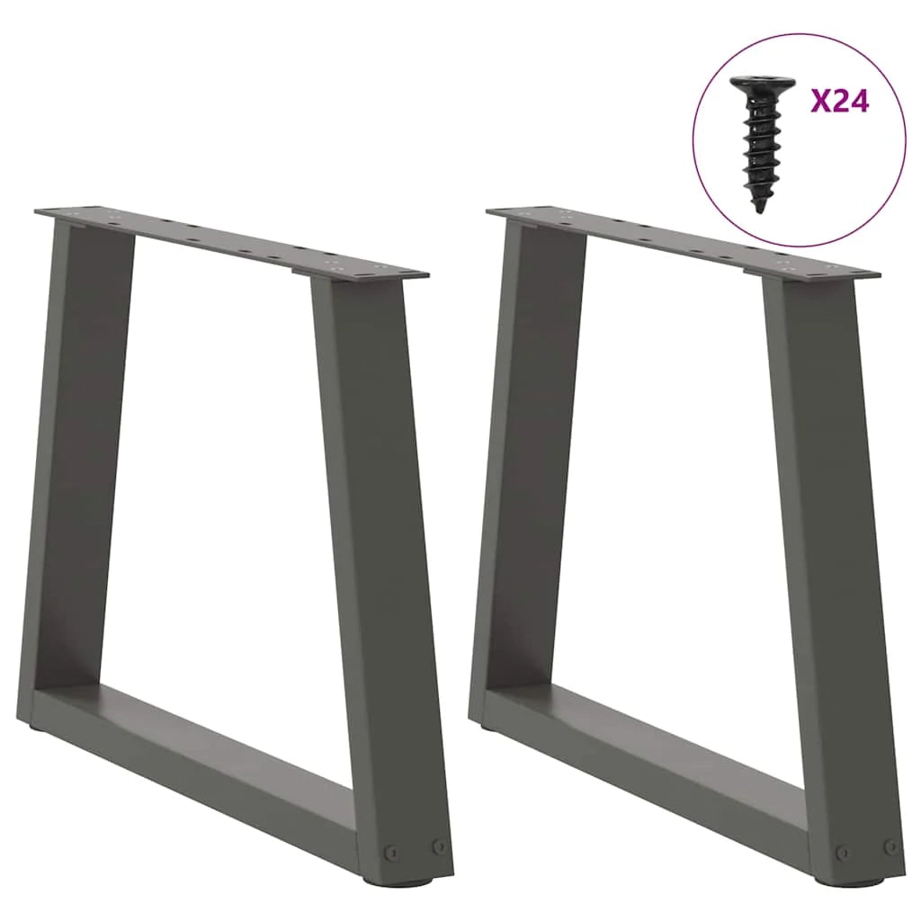 Set di 2 gambe per tavolino da caffè dal design moderno a forma di V 70 x 42-43,3 cm con piedini regolabili in acciaio antracite 02_0056853