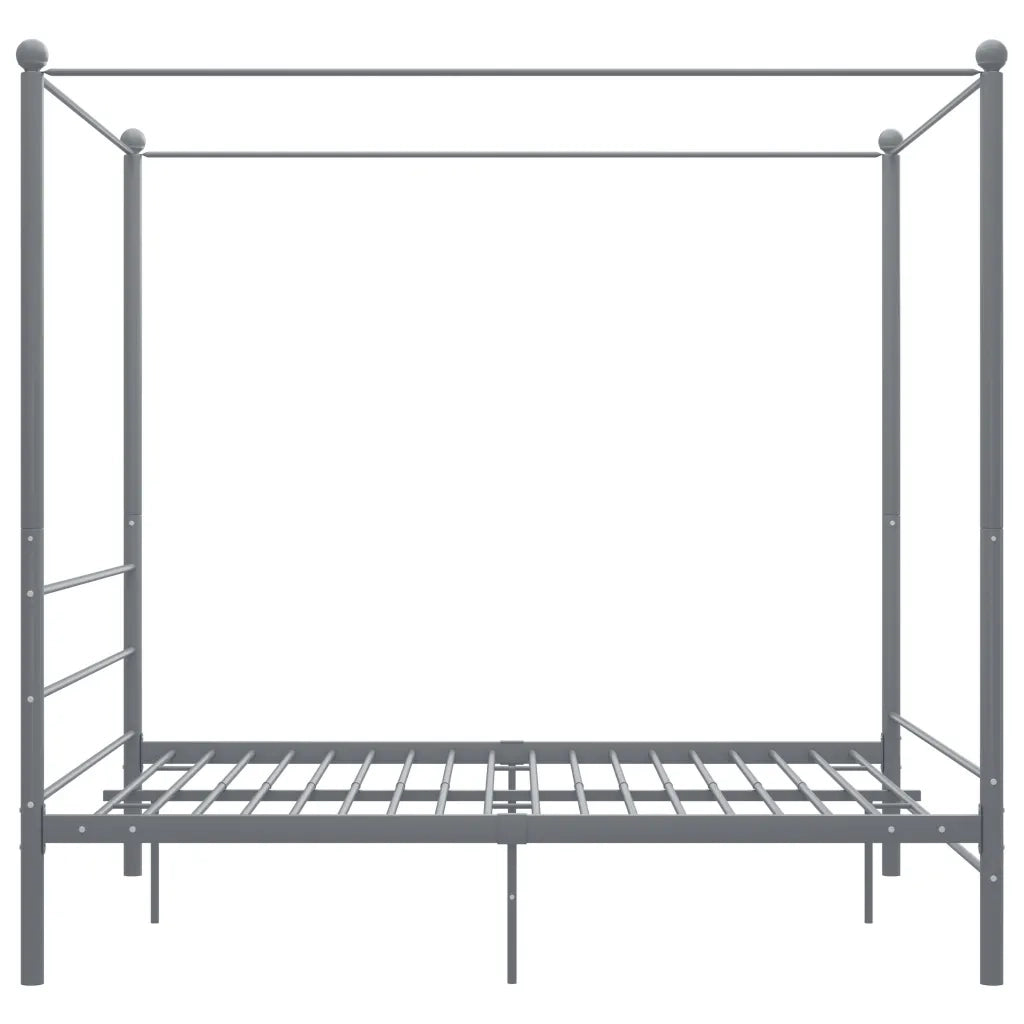 Letto a Baldacchino Grigio in Metallo 160x200 cm