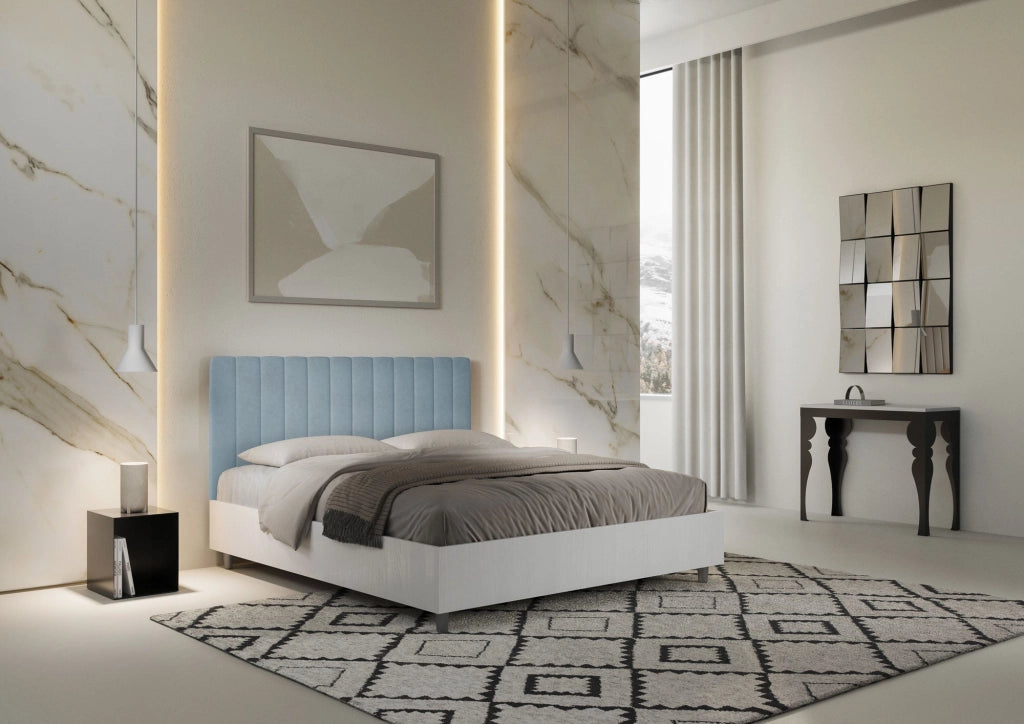 Letto Matrimoniale 160x190 cm Senza Rete Kaia Azzurro