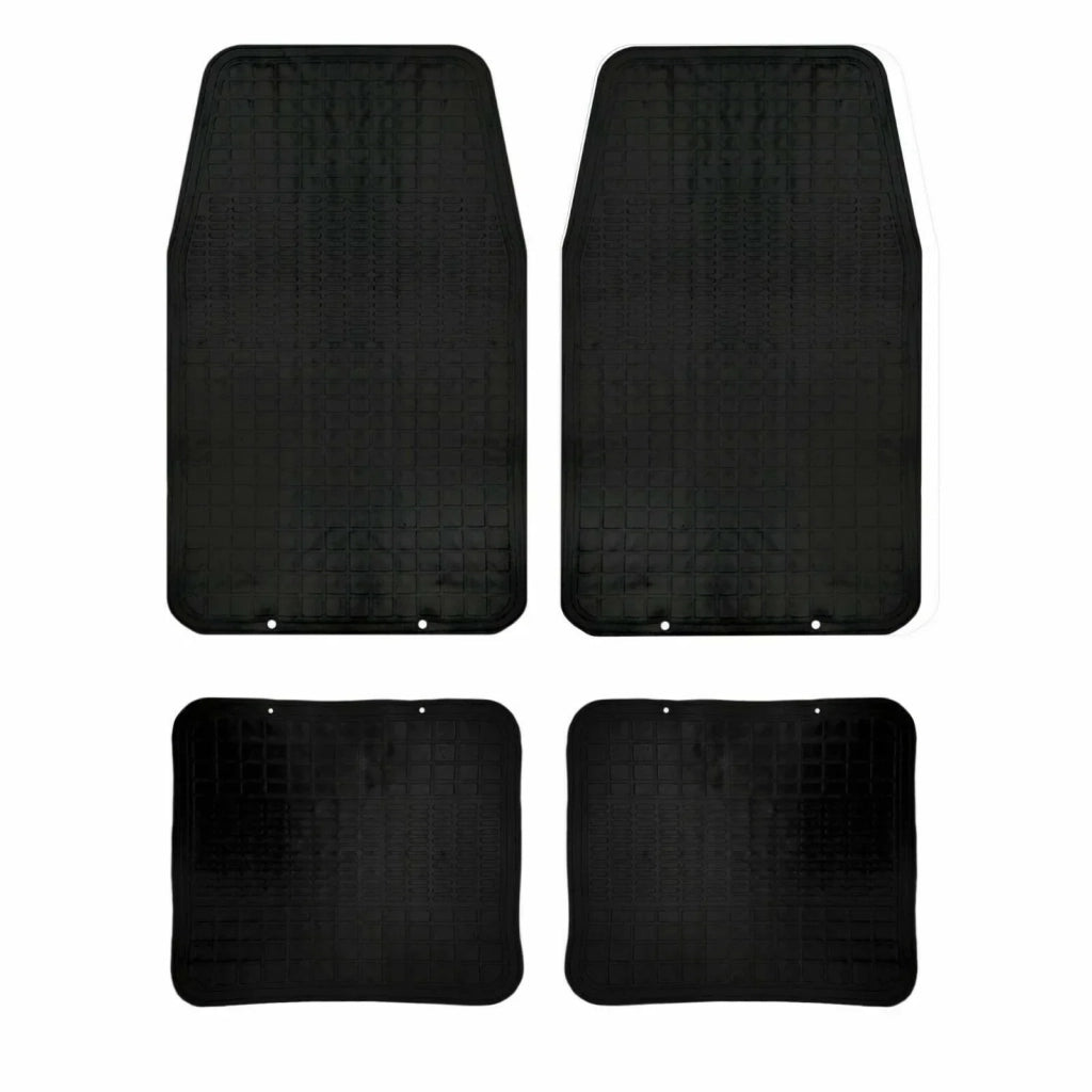 SET 4 TAPPETINI AUTO UNIVERSALI GOMMA TAPPETI RITAGLIABILI ANTISCIVOLO NERO