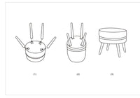 Sgabello Paris Ø35x40,5 cm in Legno Spugna Metallo e Poliestere Crema Nero e Oro